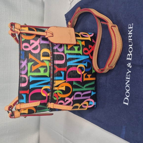 Dooney & Bourke Black Multi Colored-Print Crossbody Bag NWOT - Picture 3 of 17